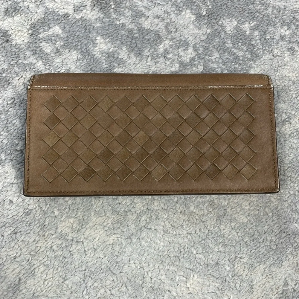 Bottega Veneta Intrecciato Long Wallet Bifold Milk Chocolate Brown Woven Leather